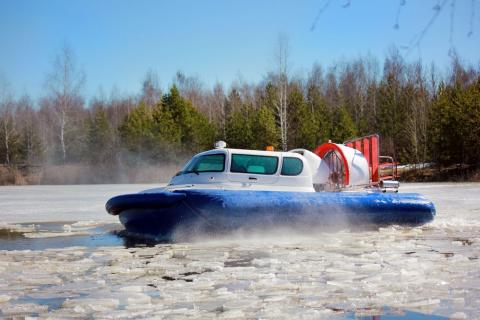 hovercraft moves on the ice